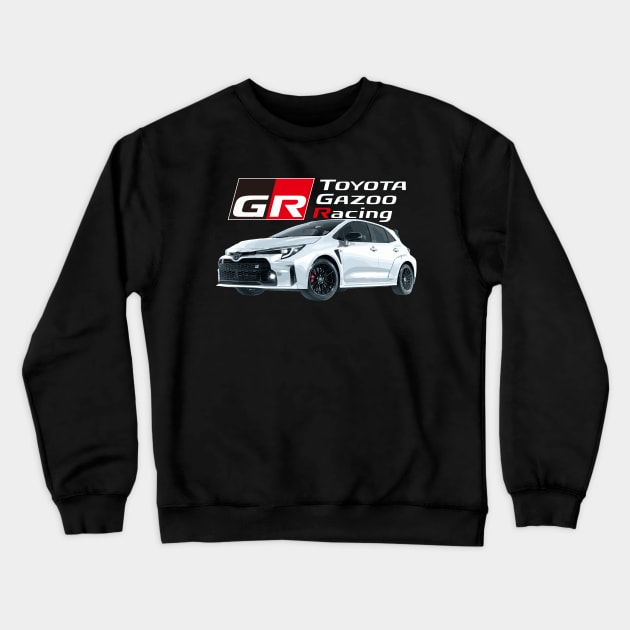 GR Corolla HOT HATCH Circuit Edition JDM White Crewneck Sweatshirt by cowtown_cowboy